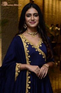Priya Prakash Varrier in a blue salwar kameez dress attending 'Ishq - Not a Love Story' movie pre release function.
