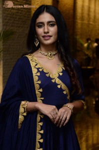 Priya Prakash Varrier in a blue salwar kameez dress attending 'Ishq - Not a Love Story' movie pre release function.