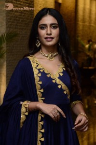 Priya Prakash Varrier in a blue salwar kameez dress attending 'Ishq - Not a Love Story' movie pre release function.