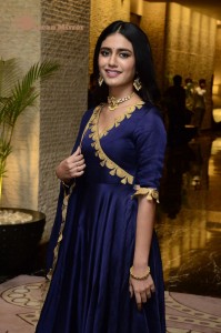 Priya Prakash Varrier in a blue salwar kameez dress attending 'Ishq - Not a Love Story' movie pre release function.