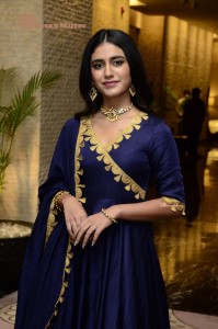 Priya Prakash Varrier in a blue salwar kameez dress attending 'Ishq - Not a Love Story' movie pre release function.