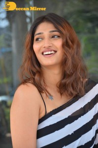 Priya Vadlamani in a black and white saree