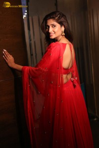 Indian Actress Priya Vadlamani hot looks in a red dress