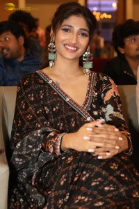 Actress Priya Vadlamani in a colorful black dress