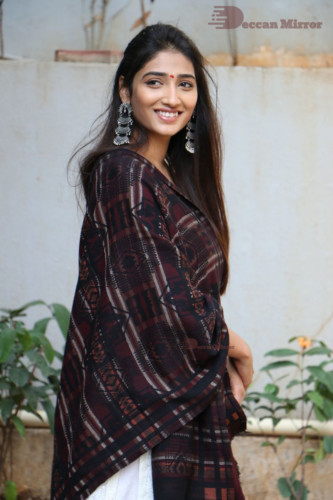 Telugu Actress Priya Vadlamani in a white salwar dress