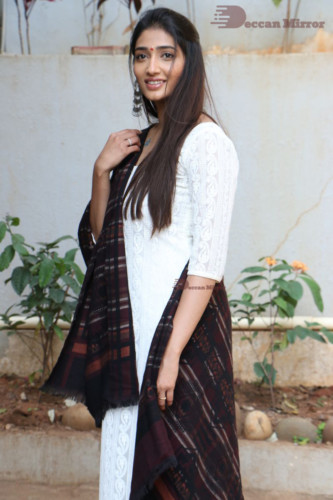 Telugu Actress Priya Vadlamani in a white salwar dress