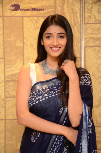 Telugu Actress Priya Vadlamani looks stunning in a blue saree