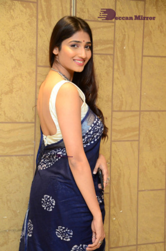 Telugu Actress Priya Vadlamani looks stunning in a blue saree