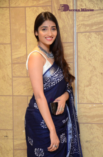 Telugu Actress Priya Vadlamani looks stunning in a blue saree