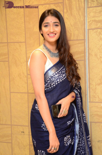 Telugu Actress Priya Vadlamani looks stunning in a blue saree