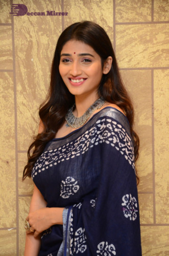 Telugu Actress Priya Vadlamani looks stunning in a blue saree