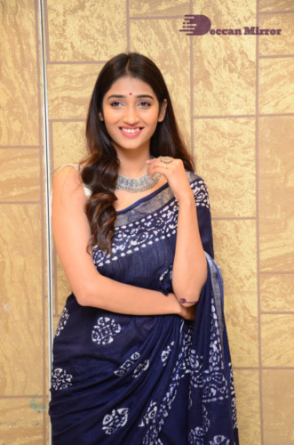 Telugu Actress Priya Vadlamani looks stunning in a blue saree