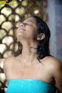 Actress Priyamani in a bath towel after shower