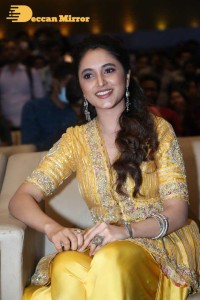 Actress Priyanka Arul Mohan in a yellow dress while attending a movie event