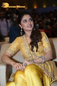 Actress Priyanka Arul Mohan in a yellow dress while attending a movie event