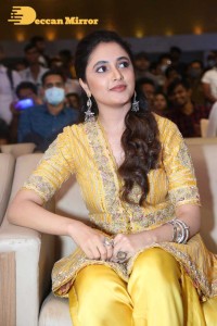 Actress Priyanka Arul Mohan in a yellow dress while attending a movie event