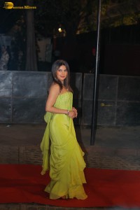 actress priyanka chopra in a green saree at a function