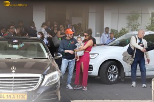 Priyanka Chopra and Nick Jonas at Kalina Airport with their daughter Malti Marie Chopra Jonas