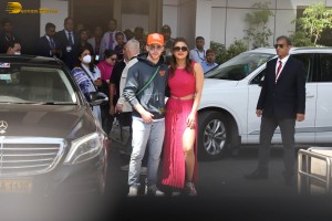 Priyanka Chopra and Nick Jonas at Kalina Airport with their daughter Malti Marie Chopra Jonas
