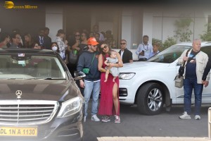 Priyanka Chopra and Nick Jonas at Kalina Airport with their daughter Malti Marie Chopra Jonas