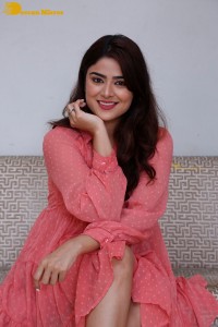 Telugu heroine Priyanka Sharma in a pink dress