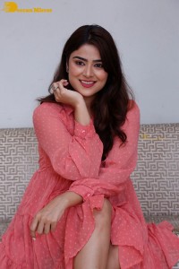 Telugu heroine Priyanka Sharma in a pink dress