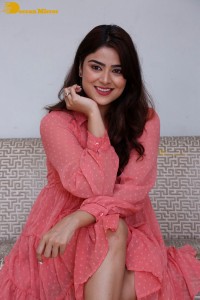 Telugu heroine Priyanka Sharma in a pink dress