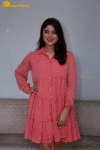 Telugu heroine Priyanka Sharma in a pink dress