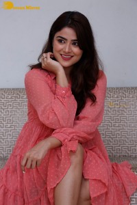 Telugu heroine Priyanka Sharma in a pink dress