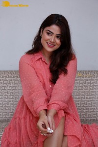 Telugu heroine Priyanka Sharma in a pink dress