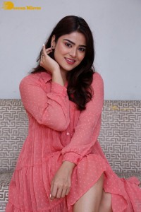 Telugu heroine Priyanka Sharma in a pink dress