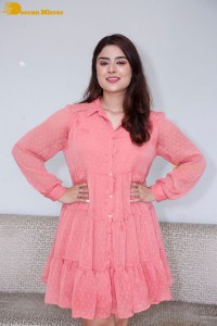 Telugu heroine Priyanka Sharma in a pink dress