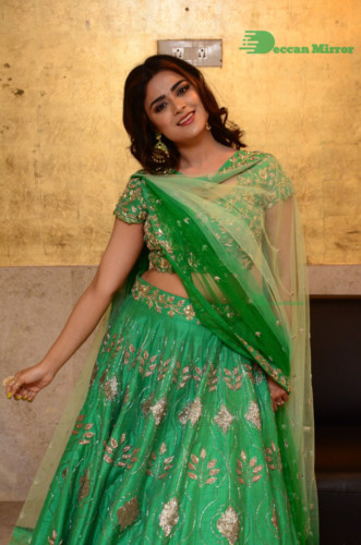 Bollywood and Telugu Cinema Actress Priyanka Sharma in a green dress