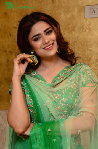 Bollywood and Telugu Cinema Actress Priyanka Sharma in a green dress