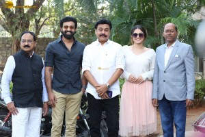 Siju Wilson and Kayadu Lohar appear in the press meet of Telugu film Puli