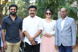 Siju Wilson and Kayadu Lohar appear in the press meet of Telugu film Puli