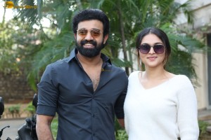 Siju Wilson and Kayadu Lohar appear in the press meet of Telugu film Puli