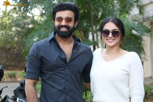 Siju Wilson and Kayadu Lohar appear in the press meet of Telugu film Puli