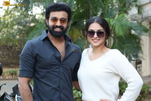 Siju Wilson and Kayadu Lohar appear in the press meet of Telugu film Puli