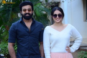 Siju Wilson and Kayadu Lohar appear in the press meet of Telugu film Puli