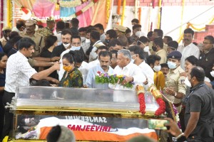 Crowds and Celebrities pay their last respects to Puneeth Rajkumar at the Kanteerava Stadium in Karnataka