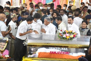 Crowds and Celebrities pay their last respects to Puneeth Rajkumar at the Kanteerava Stadium in Karnataka
