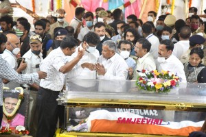Crowds and Celebrities pay their last respects to Puneeth Rajkumar at the Kanteerava Stadium in Karnataka