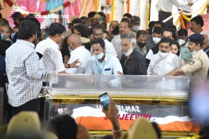 Crowds and Celebrities pay their last respects to Puneeth Rajkumar at the Kanteerava Stadium in Karnataka