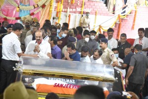 Crowds and Celebrities pay their last respects to Puneeth Rajkumar at the Kanteerava Stadium in Karnataka