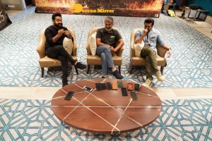 Ram Charan Teja, Jr NTR and SS Rajamouli at RRR Press Meet on March 15, 2022
