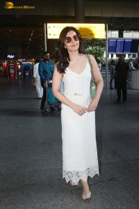 actress Raashi Khanna in a white dress spotted at mumbai airport