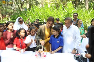 Actress Raashi Khanna celebrates her 34th Birthday with kids by planting trees in Mumbai