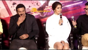 Prabhas and Pooja Hegde at the trailer launch of their movie Radhe Shyam