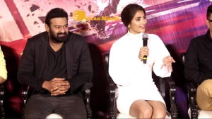 Prabhas and Pooja Hegde at the trailer launch of their movie Radhe Shyam